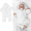 Baby Nellys Mušelínový overal s kapucňou, dvojvrstvový, Hand Made, biely Baby Nellys Veľ. 68