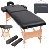 Skladací masážny stôl, 2 zóny+stolička, 10 cm hrubá, čierna 110155_sk
