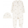 CARTER'S Set 2dielny overal, čiapka Ivory Elephant neutrál MFL 6m/ veľ. 68