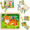 DREVENÁ SKLADAČKA VZDELÁVACIE PUZZLE TIGER 4V1