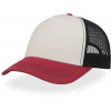 Atlantis | Rapper Canvas-S, 5 panelová Trucker šiltovka, biela - červená Burgundy - čierna