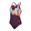 Speedo Digital Printed Medalist Swimsuit Womens Plum/Red 12 (M)