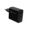 Univerzálna USB nabíjačka Natec RIBERA GaN 65W, 1X USB-A, 1X USB-C, Čierna (NUC-2145)