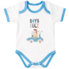 MBaby Bavlnené body s krátkym rukávom, Méďa Boys Rule, bielo/modré 80 (9-12m)