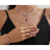 B-TOP 3-dielna kryštálová súprava Crystal Drop - postriebrená Druh barvy: Červená
