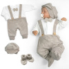 Rastúci pletený overálok 3D Hand Made malý Elegan - béžový, biela, 68/74 Baby Nellys