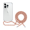 AppleMix SPELLO Crossbody kryt pre Apple iPhone 15 Pro Max - gumový - priehľadný - ružový kábel