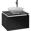 VILLEROY & BOCH Legato závesná skrinka pod umývadlo na dosku (umývadlo v strede), 1 zásuvka, s LED osvetlením, 600 x 500 x 380 mm, Black Matt Lacquer, B567L0PD