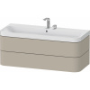 DURAVIT Happy D.2 Plus c-shaped závesná skrinka s nábytkovým umývadlom s dvomi otvormi, 2 zásuvky, 1175 x 490 x 480 mm, taupe matná lakovaná, HP4349E60600000