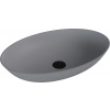 Polysan BANERA OVAL umývadlo na dosku, liaty mramor, 60x40cm, šedá mat, 14397.31