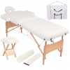 Skladací masážny stôl, 2 zóny+stolička, 10 cm hrubá, biela 110154_sk