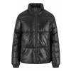 Ladies Recycled Short Shiny Puffer Jacket - black XXL