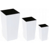 Záhradný kvetináč - Sada 3 Donic Finesse 30 + 25 + 19 - biely lesk (Sada 3 Donic Finesse 30 + 25 + 19 - biely lesk)