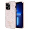 Guess PU 4G Strass Triangle Metal Logo Zadní Kryt pre iPhone 15 Pro Pink