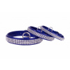 COLLAR Lesklý kožený obojok s kryštálmi, 27-36cm/15mm, modrá