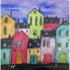 Mesto 4, Silvia Sochuláková, originálny,ručne maľovaný obraz. S (do veľkosti 45x45cm) Viac farieb