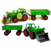 LEAN TOYS Traktor s nakladačom a prívesom - zelený