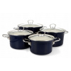 Belis Sada smaltovaných hrncov námornícka modrá – s pokrievkami a povrchom Symbio