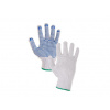 CXS Textilní rukavice FALO, s PVC terčíky, bílo-modré Velikost: 7