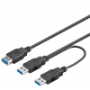 PremiumCord ku3y02 USB 3.0 napájací Y, A/Male + A/Male -- A/Female DUAL (prídavné napájanie)