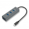 i-tec Metal C31HUBMETAL403 hub USB 3.2 Gen 1 (3.1 Gen 1) Type-C 5000 Mbit/s Šedá (C31HUBMETAL403)