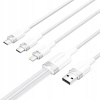 Kábel Vention USB - USB typ C / microUSB / Lightning 1,5 m biely