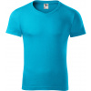 Malfini Slim fit V-NECK Pánske tričko 146 tyrkysová M