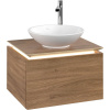 VILLEROY & BOCH Legato závesná skrinka pod umývadlo na dosku (umývadlo v strede), 1 zásuvka, s LED osvetlením, 600 x 500 x 380 mm, Oak Kansas, B567L0RH