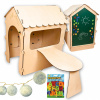 FunPlay Drevený detský domček s kriedovou tabuľou a stolíkom 86x137x105cm