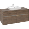 VILLEROY & BOCH Collaro závesná skrinka pod umývadlo na dosku (umývadlo v strede), 4 zásuvky, s LED osvetlením, 1200 x 500 x 548 mm, Arizona Oak, C070B0VH