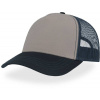 Atlantis | Rapper Canvas-S, 5 panelová Trucker šiltovka, sivá - modrá Navy