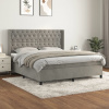 vidaXL Posteľný rám boxsping s matracom bledosivý 160x200 cm zamat - Sivá - 58285-13257