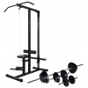 vidaXL Posilňovacia veža so sadou činiek barbell a dumbbell 30,5 kg