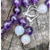 Ametyst, achát aura náušnice (fazetované guľôčky 8 mm)
