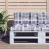Poduška na palety šedá károvaná 70 x 40 x 12 cm textil Šedá 360593