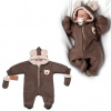 Oteplená pletená kombinéza s rukavičkami Teddy Bear Baby Nellys dvojvrstvová hnedá