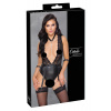 Cottelli Bondage - čipkované body s nákrčníkom (čierne)