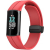 eses Silikónový remienok s magnetickou sponou pre Fitbit Charge 5 a 6 - Červený