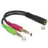 Delock adaptér stereo jack 3,5 mm 4 pin samice > 2 x stereo jack 3,5 mm 3 pin 65459 DeLock