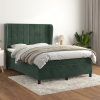 vidaXL Posteľný rám boxsping s matracom tmavozelený 140x190 cm zamat - Zelená - 177017-111188