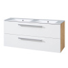 Mereo Bino, kúpeľňová skrinka s keramickým umývadlom 121 cm, biela/dub CN673