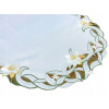 Behun na stol - Biely behúň, odtiene zelenej, odtiene žltej 120 x 60 cm (Oválny behúň 60x120 cm biely narcil)
