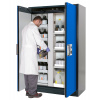 Protipožiarna skriňa typ Select, s deliacou stenou, výsuvné vane a police s vaňami, dvere modré