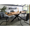 Bighome - Stôl mango 200x100x77 prírodný lak / krížový rám antracit matný METALL 5