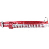 COLLAR Lesklý kožený obojok s kryštálmi, 30-39cm/20mm, červená