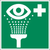 Značka Zariadenie na výplach očí, ISO 7010, z plastu, fotoluminiscenčná, 200 x 200 mm, BJ = 5 ks