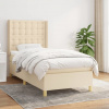 vidaXL Posteľný rám boxspring s matracom krémový 90x190 cm látka - Krémová - 106967-207076