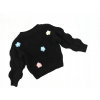 Detský sveter - Iný sveter (módny šatník z Natalia) 122 biela, čierna, červená, ružová, šedá, viacnásobná, zlatá, zlatá (Čierny sveter s kvetmi 122/128)