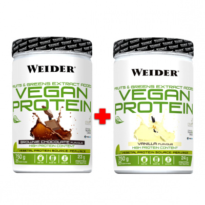 Weider Vegan Protein 750g, 2ks vanilla+brownie chocolate