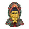 Sanu Babu Maska Budha zdobená polodrahokamami, ručne maľovaná, 18x9x24cm